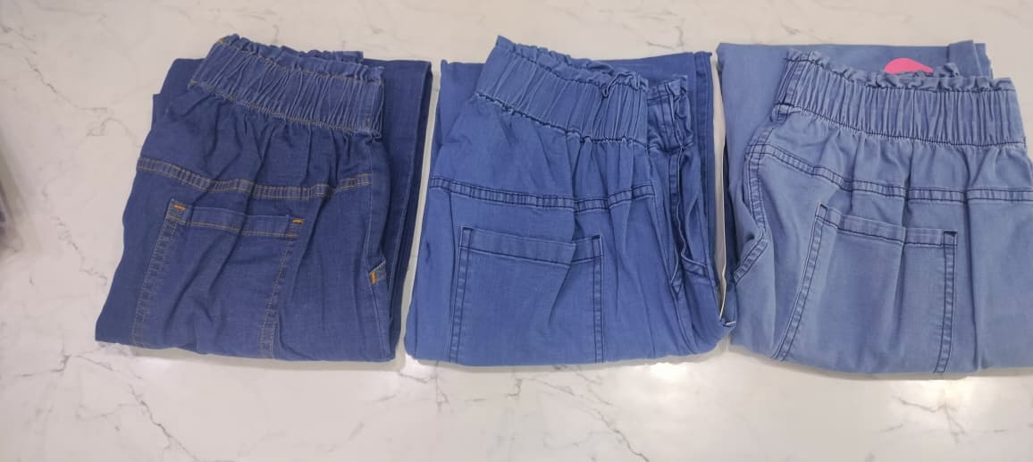 Women's Soft Denim Flare Pant | Premium Soft Denim Fabric | Elastic Waist | Wide Leg | 3 Colours
