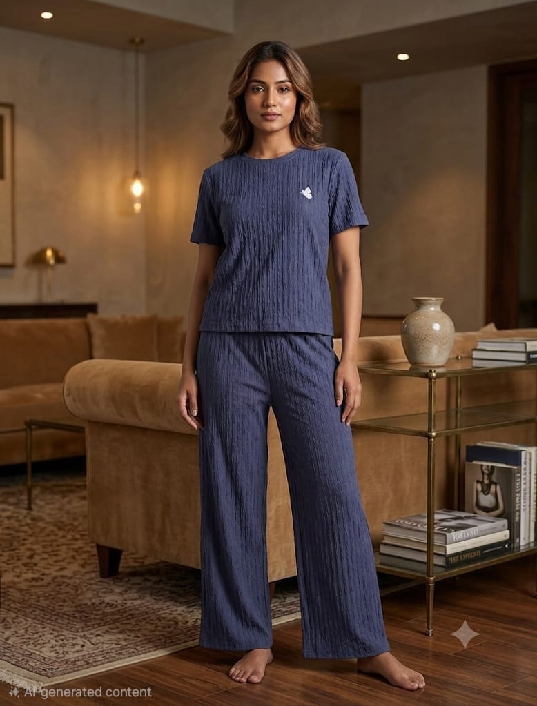 Women's Premium Ribbed Lounge Wear Co-ord Set | Soft Stretch Night Suit | 6 Colours Available