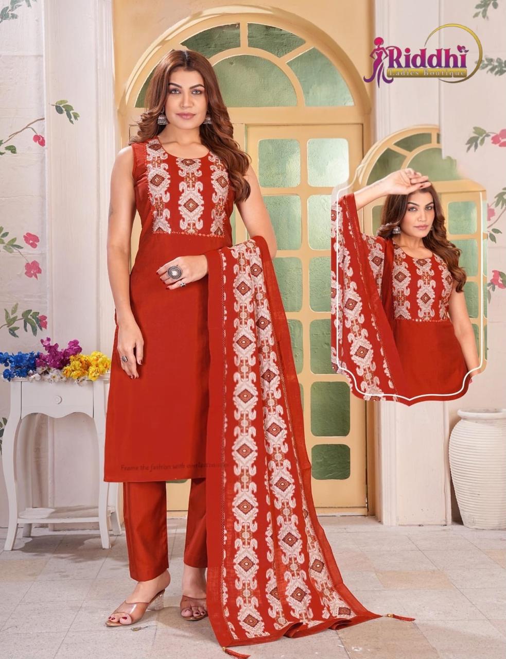 Women's Vetican Fabric Printed Straight Kurta Set with Dupatta | 3/4th Sleeves Included | 6 Colors