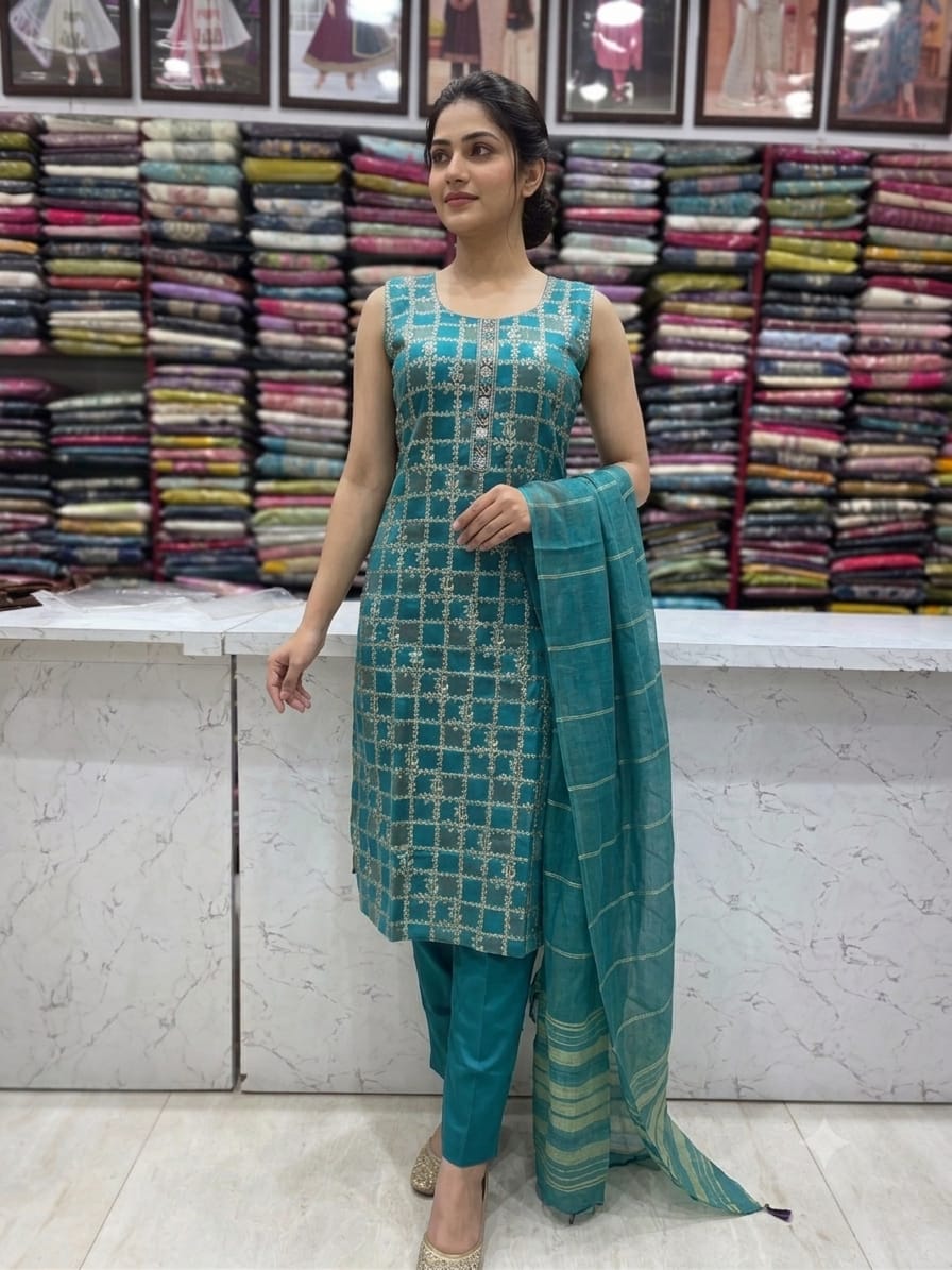 Women's Premium Silk Embroidered Straight Kurta Set with Dupatta | 3/4th Sleeves Included | 4 Colors