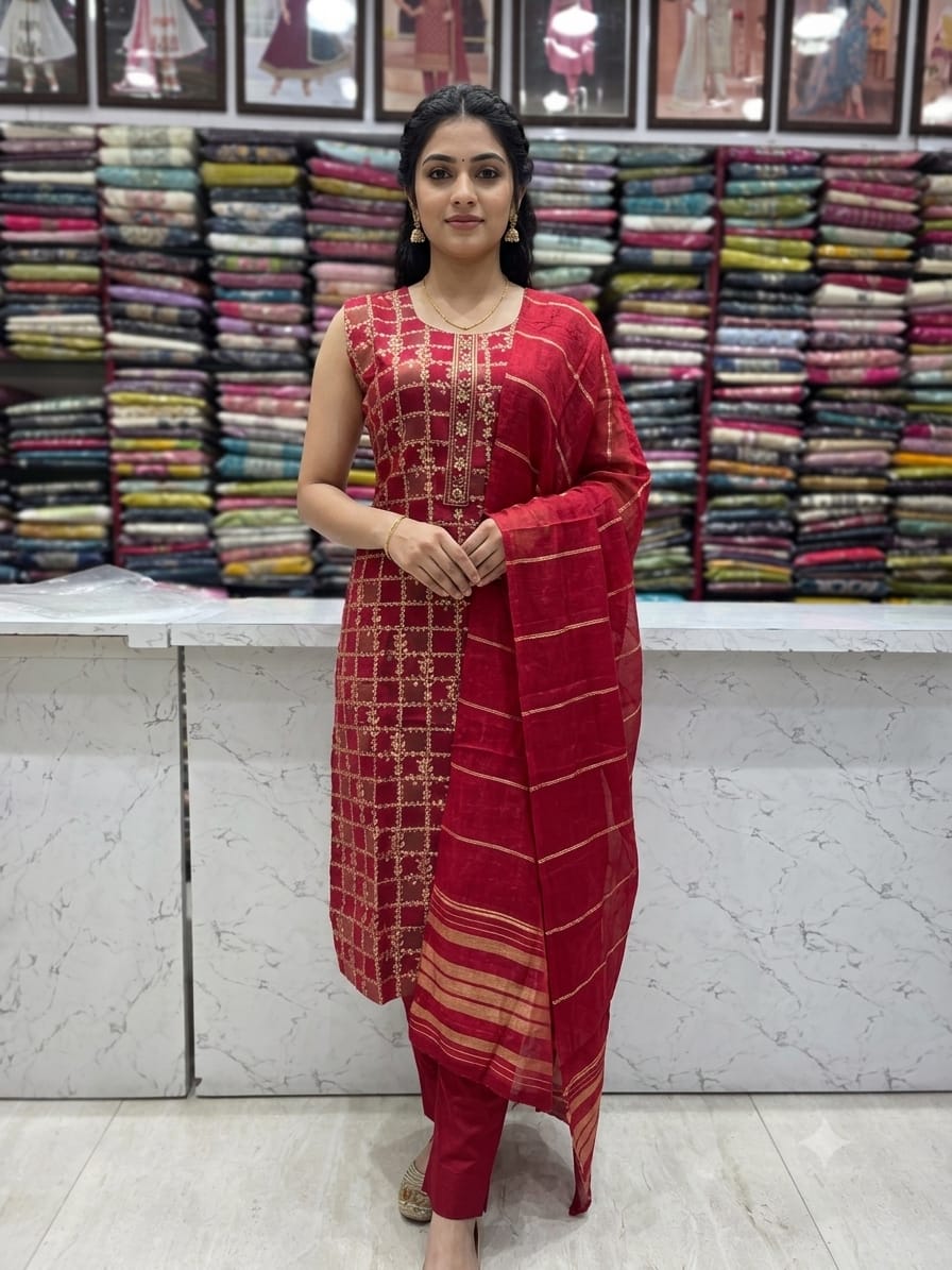 Women's Premium Silk Embroidered Straight Kurta Set with Dupatta | 3/4th Sleeves Included | 4 Colors
