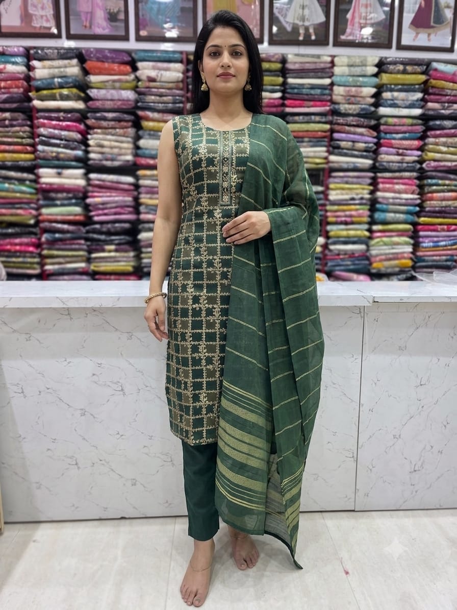 Women's Premium Silk Embroidered Straight Kurta Set with Dupatta | 3/4th Sleeves Included | 4 Colors