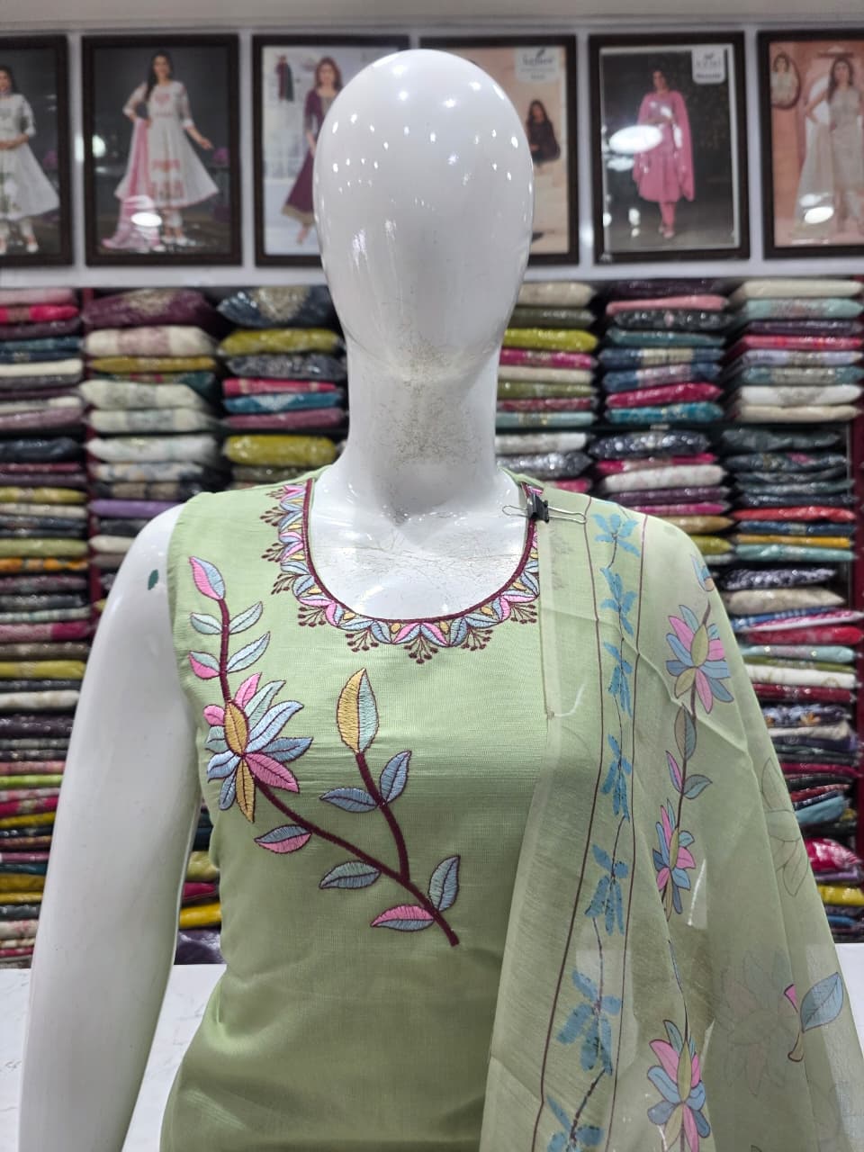 Pista Green Embroidered Kurta Pant with Printed Dupatta | Women's Elegant 3-Piece Suit Set