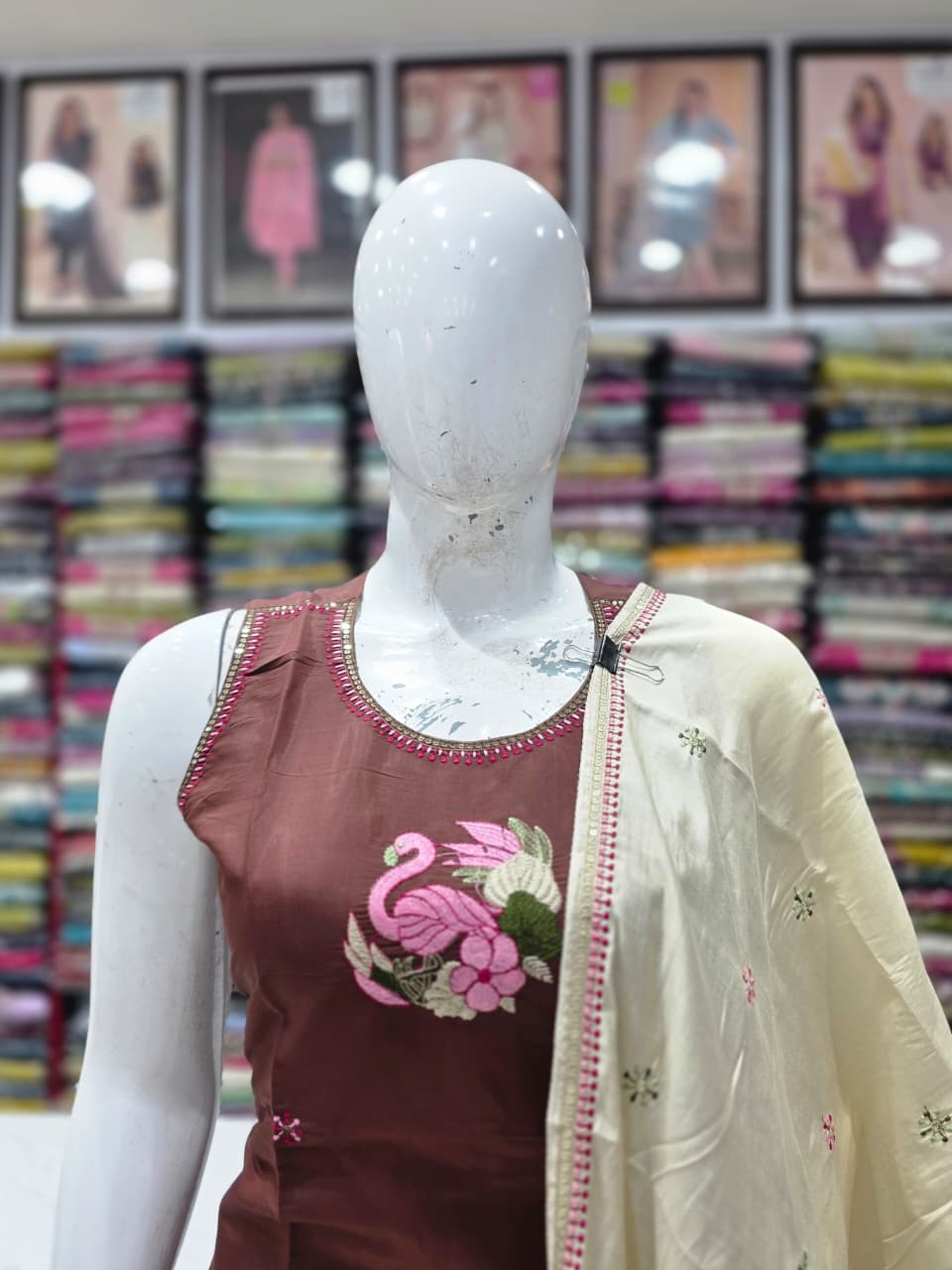 Premium Embroidered Silk Kurta Pant Set with Dupatta – 3/4th Sleeves   KPS001 Wine