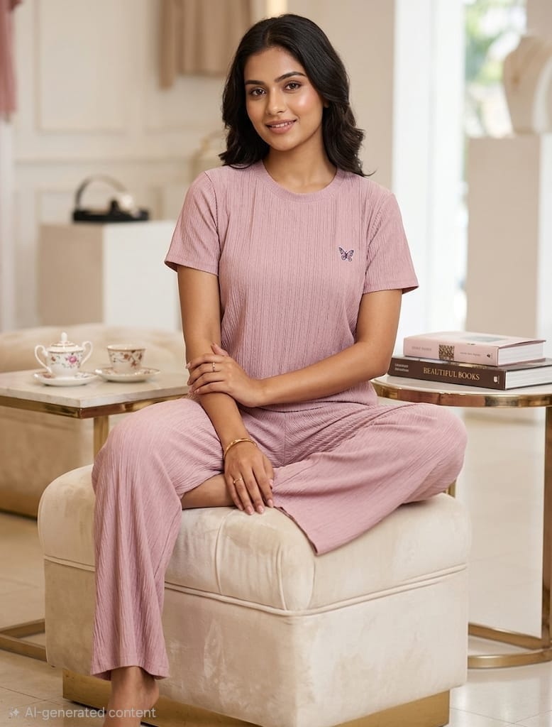 Women's Premium Ribbed Lounge Wear Co-ord Set | Soft Stretch Night Suit | 6 Colours Available