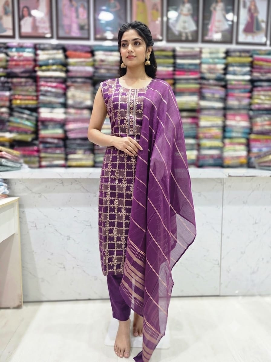 Women's Premium Silk Embroidered Straight Kurta Set with Dupatta | 3/4th Sleeves Included | 4 Colors